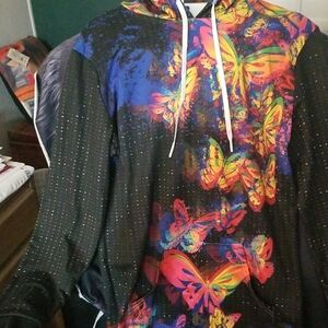 Colorful Butterfly  Pullover Hoodie long sleeved Dress Size M